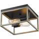 Bonnie 2 Light 10 inch Matte Black Grey Wood Indoor Flushmount Ceiling Light